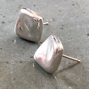 Vintage Barra Abstract Square Sterling Silver Stud Earrings